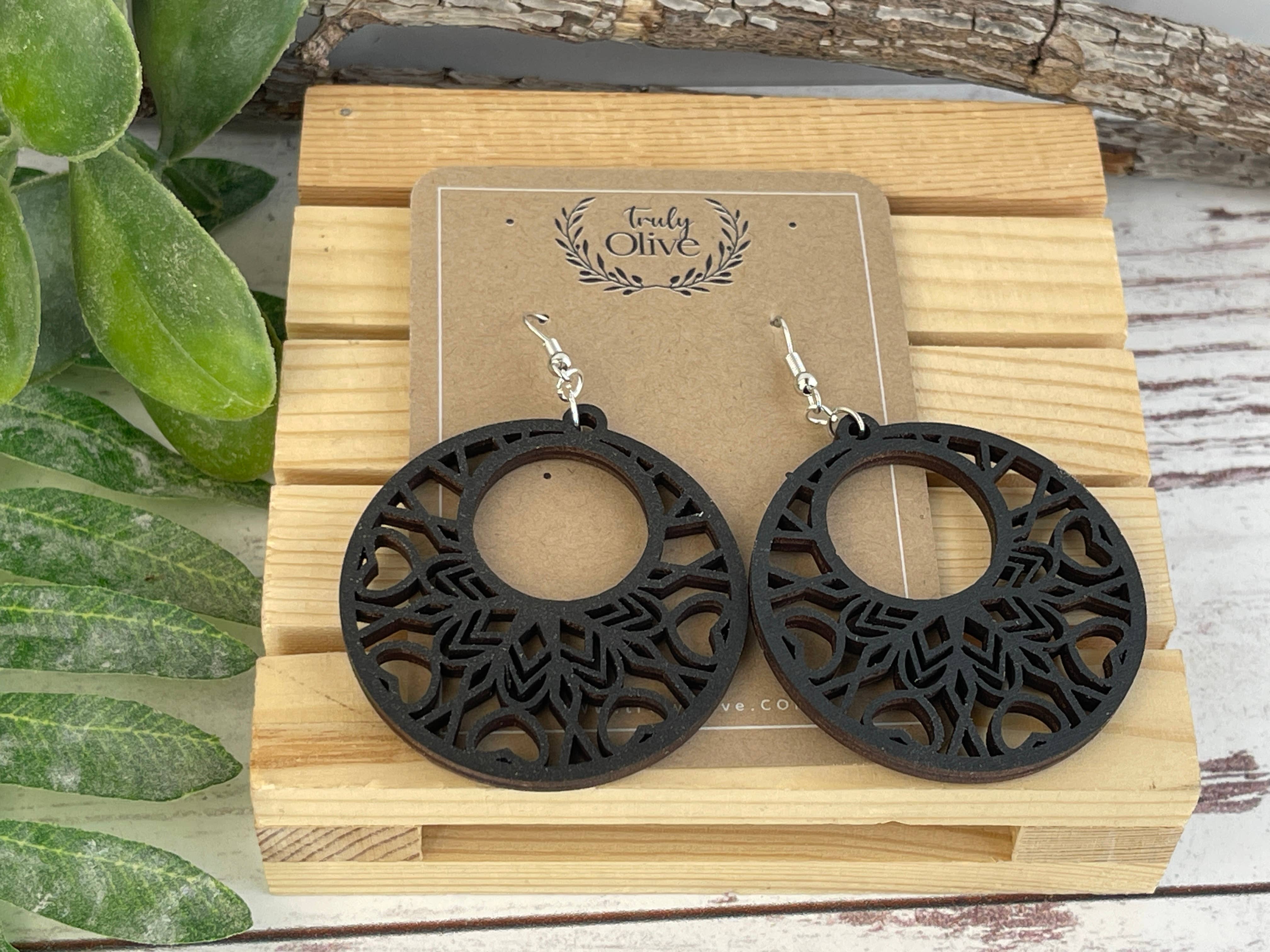 Truly Olive – Brincos de argola por atacado – Brincos de Madeira com Mandala Boho8