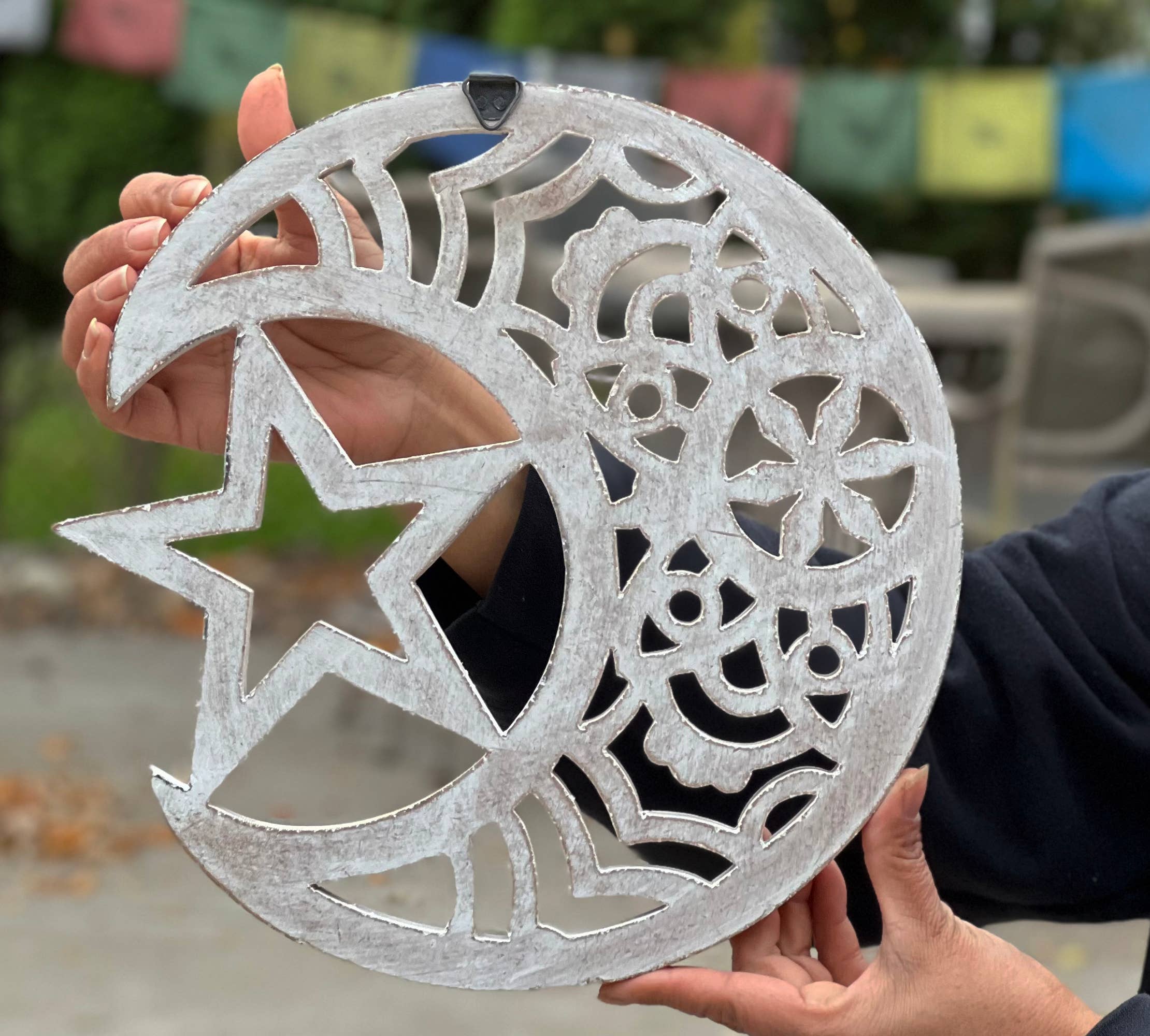 Lungta Imports - Wholesale Wall Accent - Handcrafted Wooden Celestial Star Moon Wall Décor Hanging10