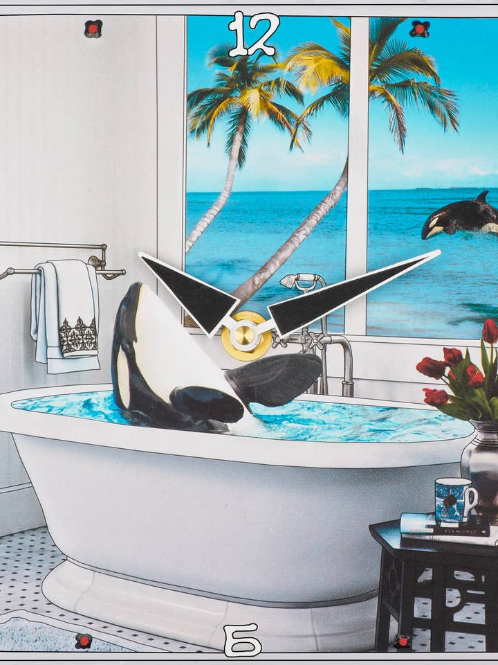 Ein Wal der Zeit, Collage-Uhr für den Großhandel von Lea Alboher