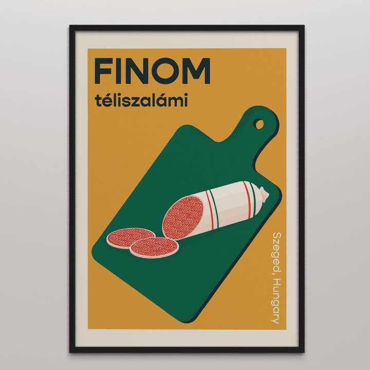 Hungarian Salami Food Retro Poster for wholesale by Little Egret Design