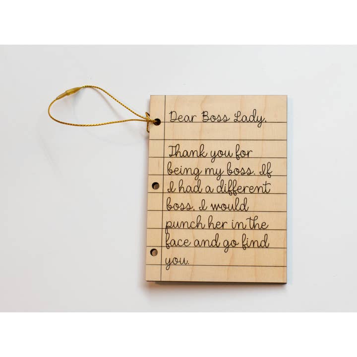 Freckled Lion Workshop - Wholesale Ornament - Dear Boss Lady Ornament, Funny Boss Gift, Christmas Gift