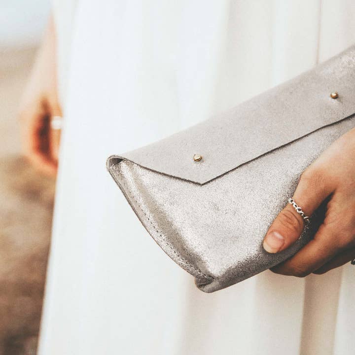 Studio Lowen - Wholesale Clutch Bag - Women's - Ailla Leather Clutch Bag Gold, Silver & Bronze