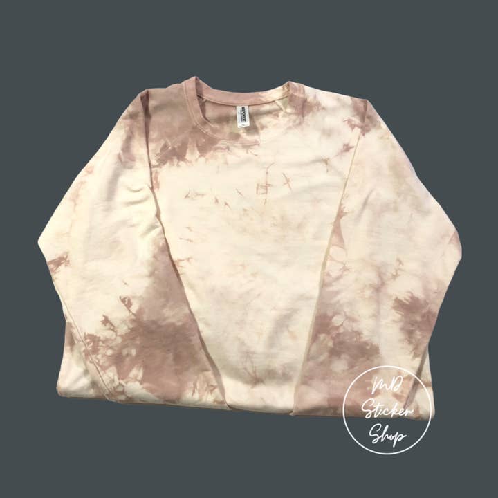 MDStickerShop - Wholesale Sweatshirt - Unisex - Latte Tie Dye Blank Crewneck Sweatshirt1