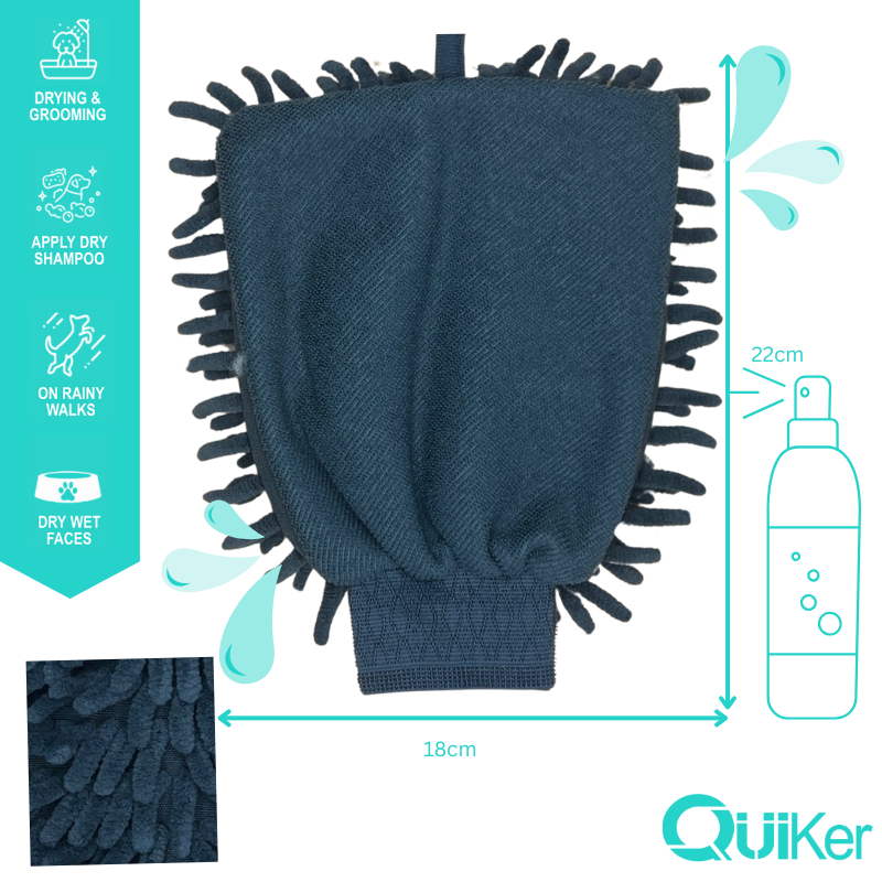 Quiker Pet Products – wholesale Pet grooming aid – Dog – QuikDry Multi-Purpose Noodle Mitt -Dry Groom - 6 Pack Inner1