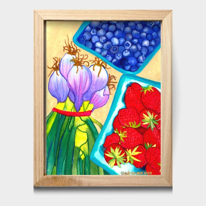 Farmers Market Fruit akvarell konst 11"x14" Skriv ut för wholesale av Chloe Marie Hourdequin Designs