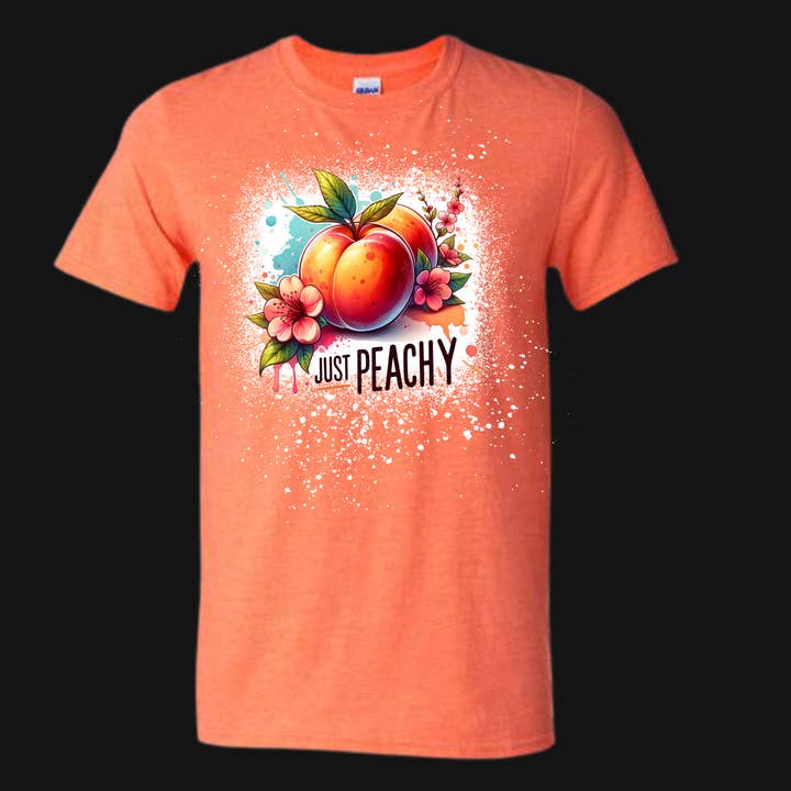 Just peachy bleached tee. graphic tee summer. for wholesale by Ducky's Closet