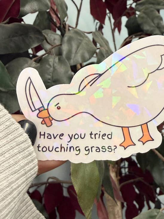 Have You Tried Touching Grass Sticker for wholesale by Ink Witch Studio