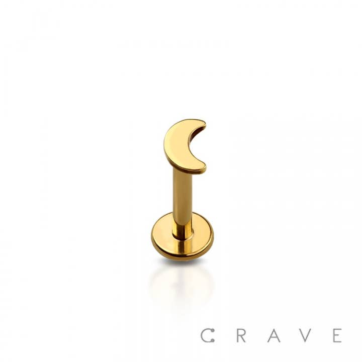 CRAVE BODY JEWELRY - Wholesale Single Earring - CRESCENT MOON TITANIUM THREADLESS PUSH IN LABRET