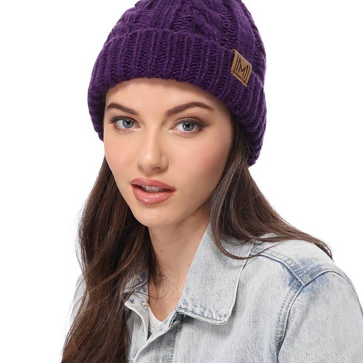 Fashion City - Wholesale Beanie - Women's - Winter Cable Knit Beanie Hat with Fleece Lining6