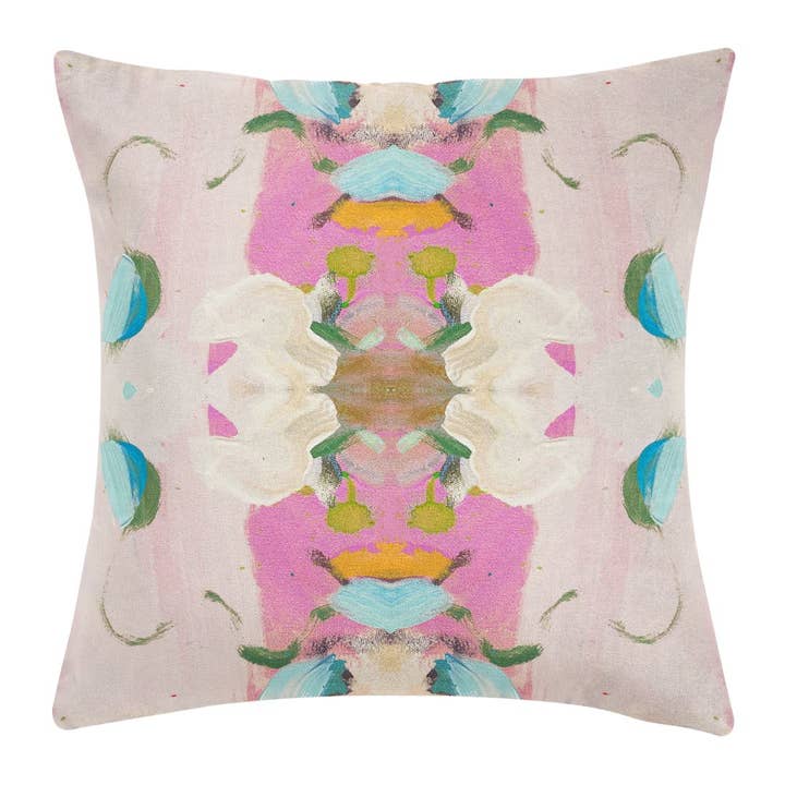 Monet’s Garden Pink Decorative Pillow for wholesale by Laura Park Designs