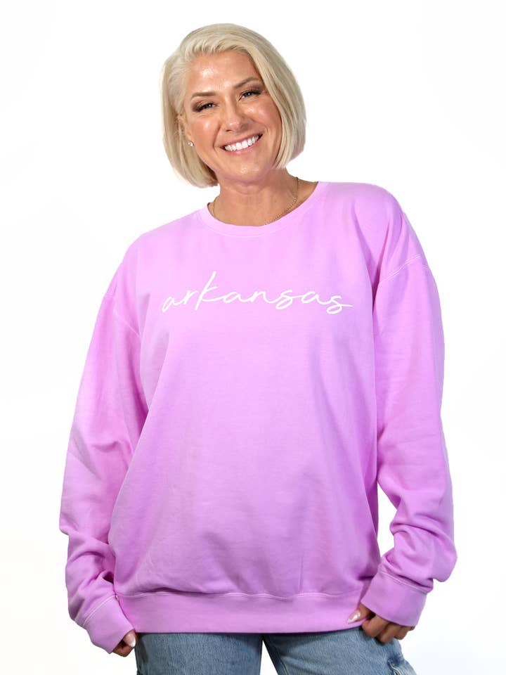 Arkansas Script Sweatshirt for wholesale by Stated Brands