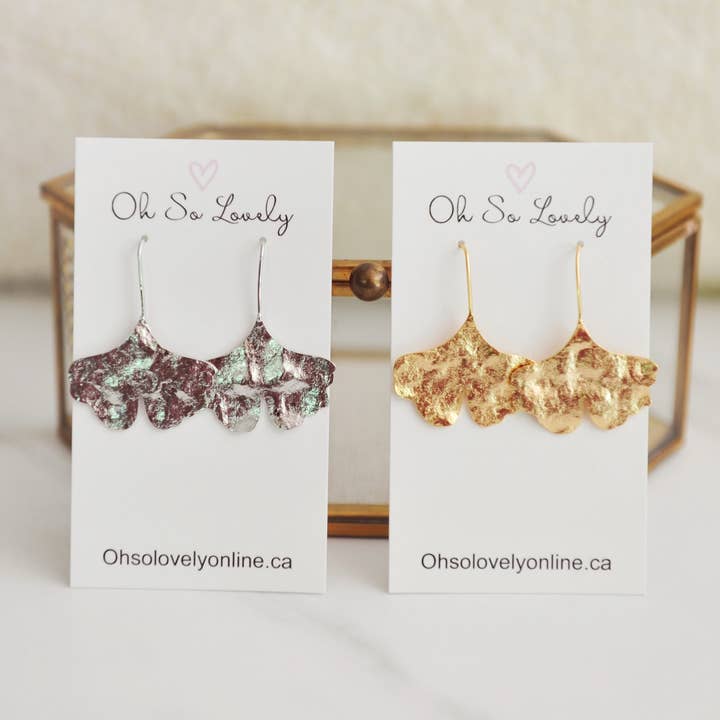 MINA / Ginkgo Drop Earrings for wholesale by Oh So Lovely