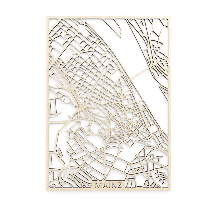 Wooden city map, Germany Mainz for wholesale by Papurino