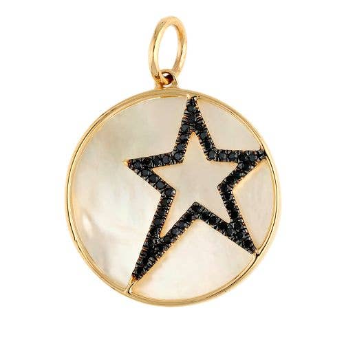 Black Diamond & MOP Pendant 20mm for wholesale by Jewels of Mewar