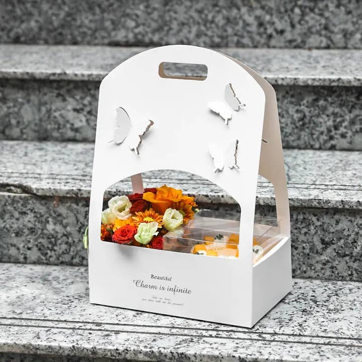 Elegant Design Supply - Wholesale Cake Stand - Butterfly Flower Box with Transparent Cake box included (2 pcs/set)