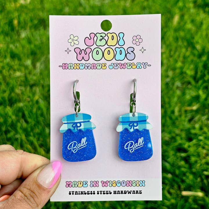 Blueberry Jam Jar Earrings - Gauge Friendly and other Purchase Wholesale acrylic candy jars. Free Returns & Net 60 Terms on Faire trending on Faire.
