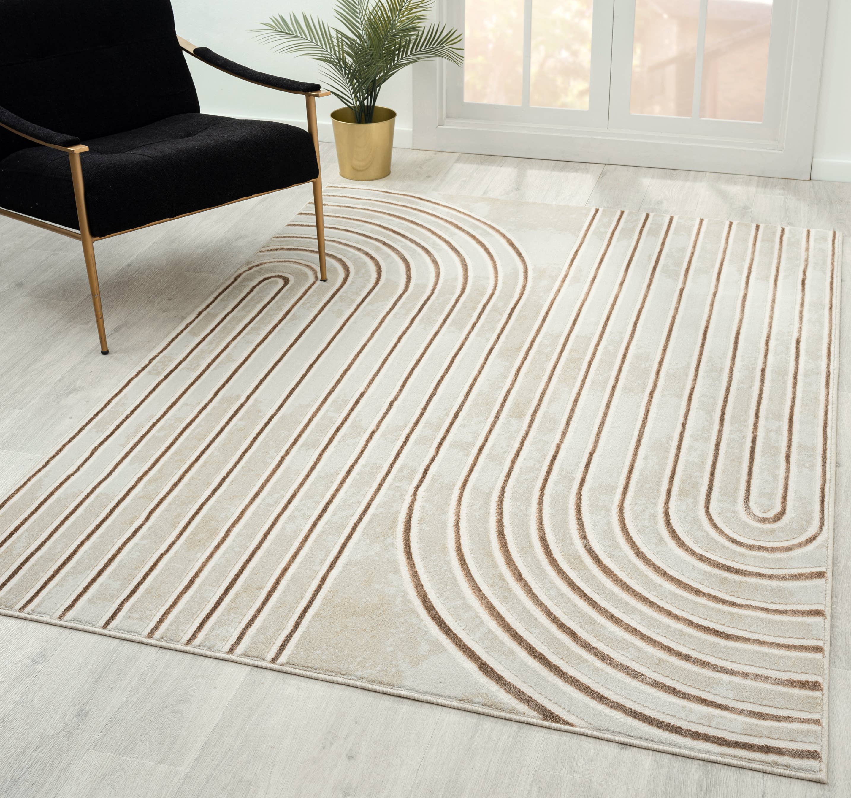 Abani Rugs - Wholesale Area Rug - Abani Glam Mid-Century Beige Cream Arch Area Rug2
