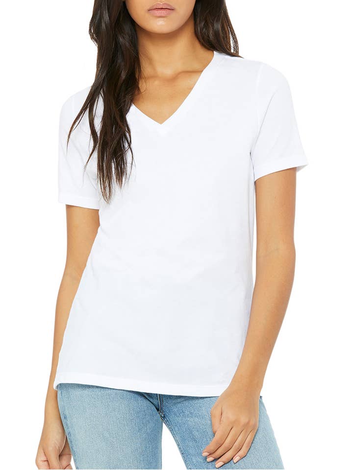 Women's Loose Fitting  Short Sleeve V-Neck Tee and other Purchase Wholesale white shorts. Free Returns & Net 60 Terms on Faire trending on Faire.