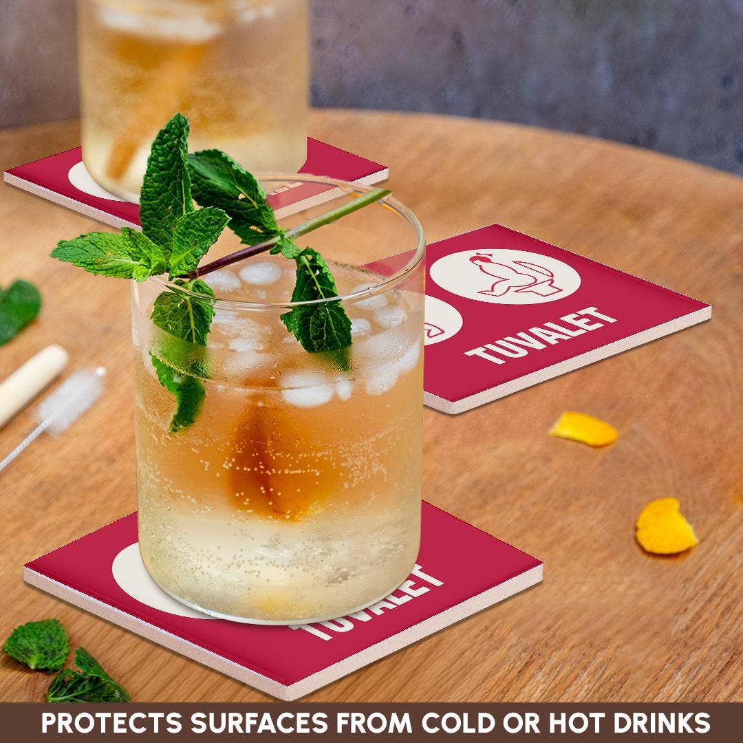 3dRose - Wholesale Coasters - 3dRose, Vintage Toilet Sign Tuvalet , Coaster2