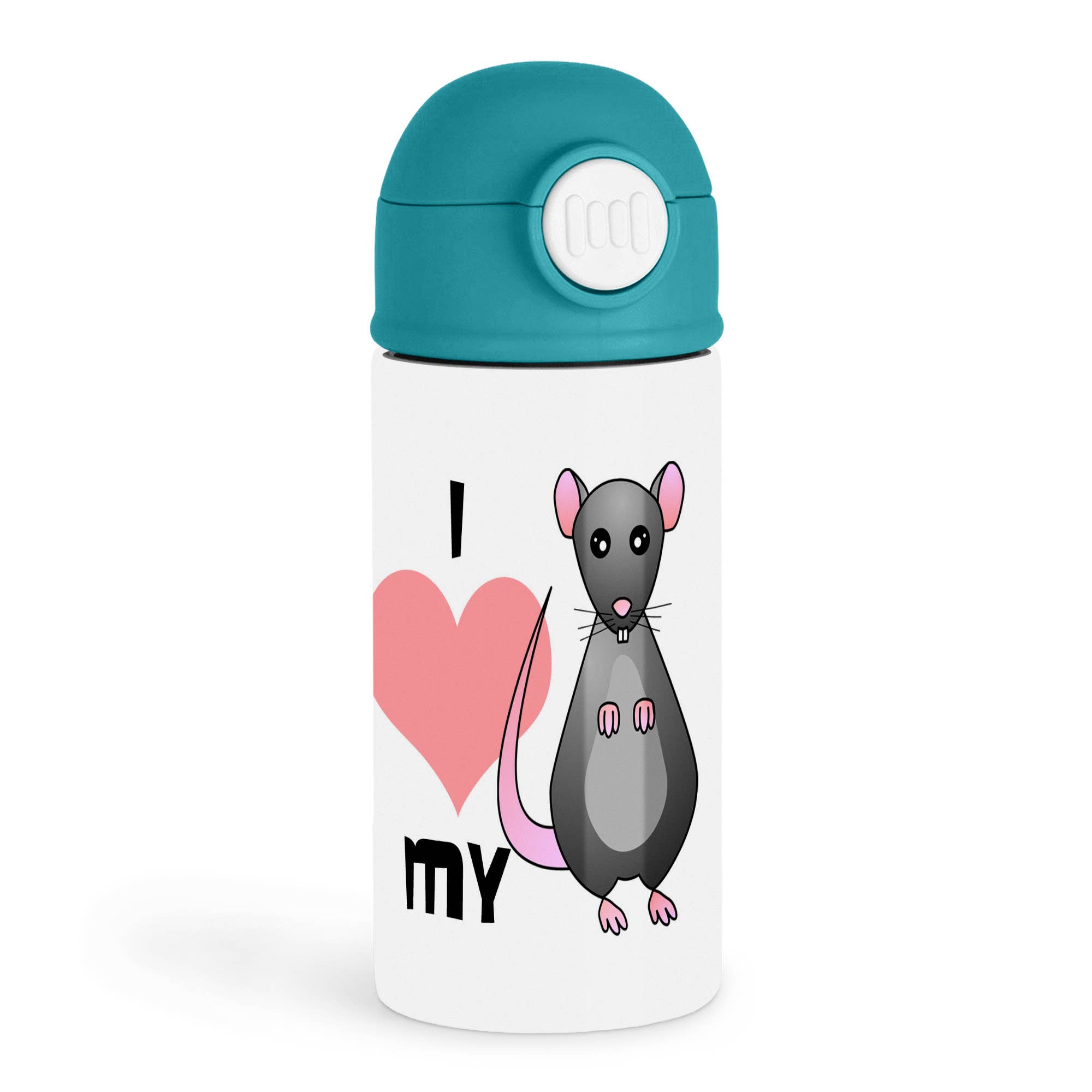 3dRose - Wholesale Water Bottle - 3dRose, Love My Rat Grey, Kids Water Bottle0