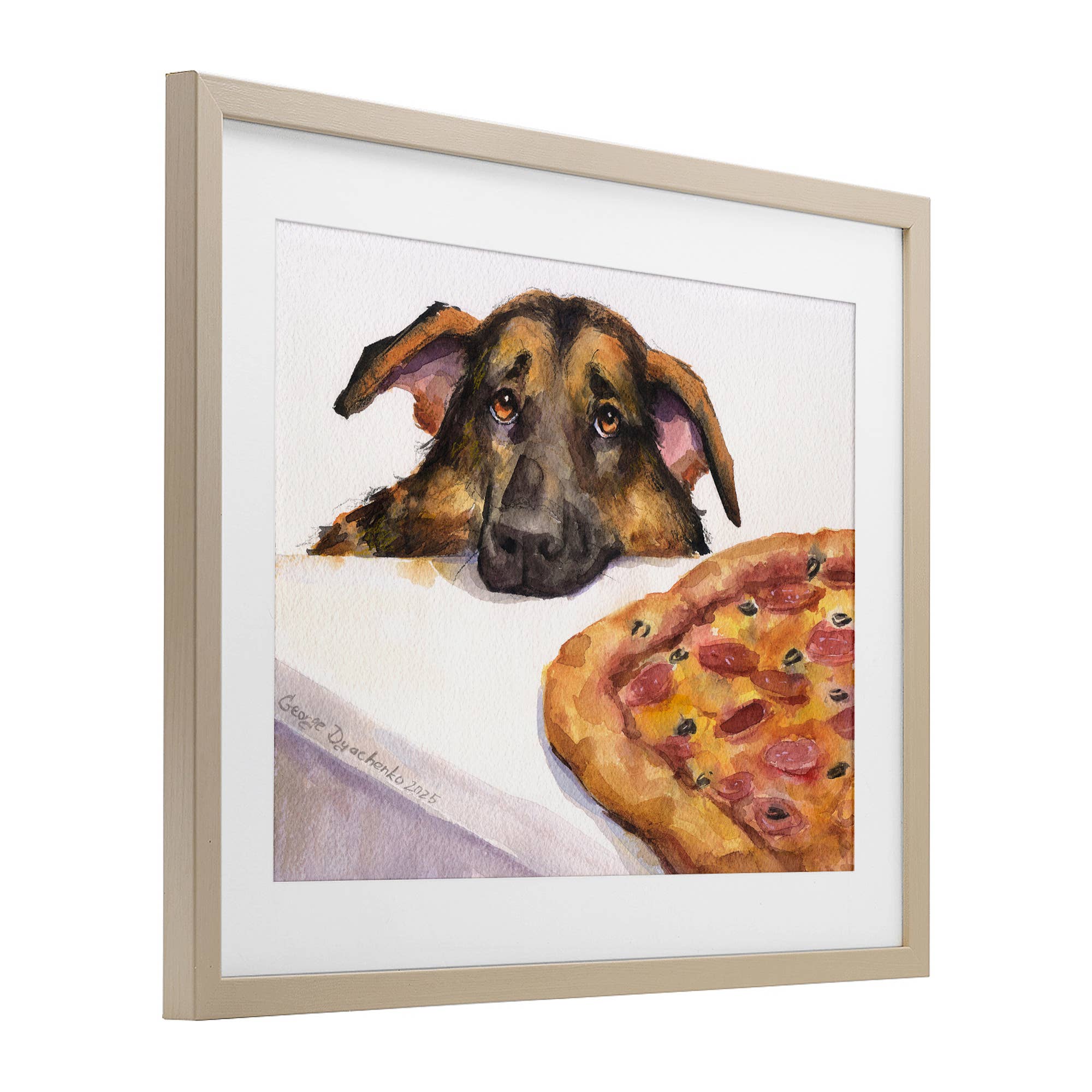 Stupell Industries - Wholesale Wall Sign - German Shepherd with Pizza - Print Under Glass Wall Art8