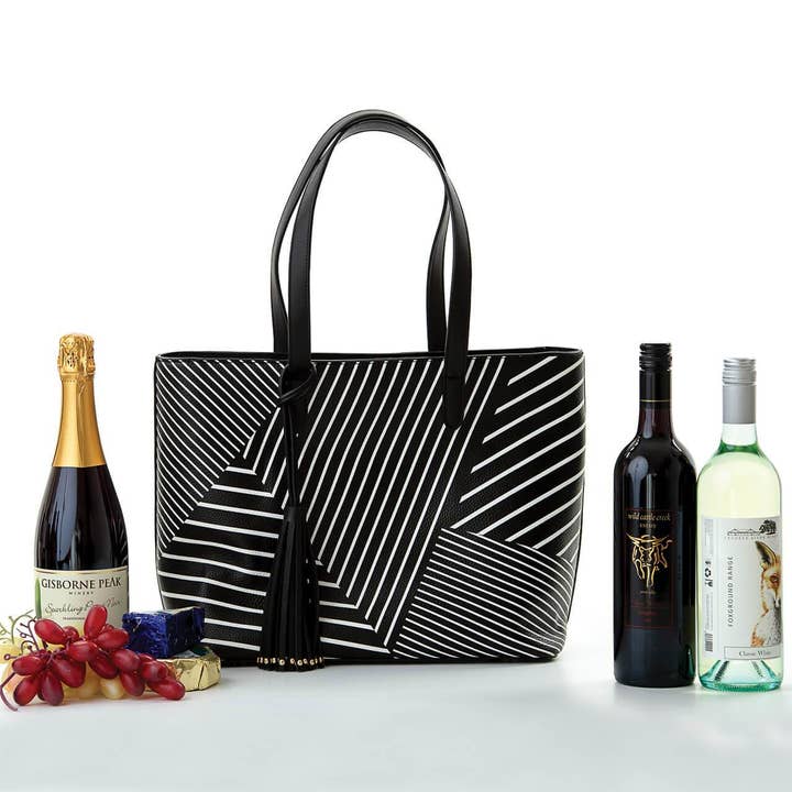 Cool Clutch Pty Ltd - Wholesale Cooler/Cooler Bag - Michelle Cool Clutch (Black & White Stripe) Cooler Bag Tote10