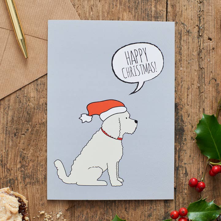 Biglietto di Natale - Cockapoo/Labradoodle (Apricot) per la vendita all'ingrosso da parte di Sweet William Designs