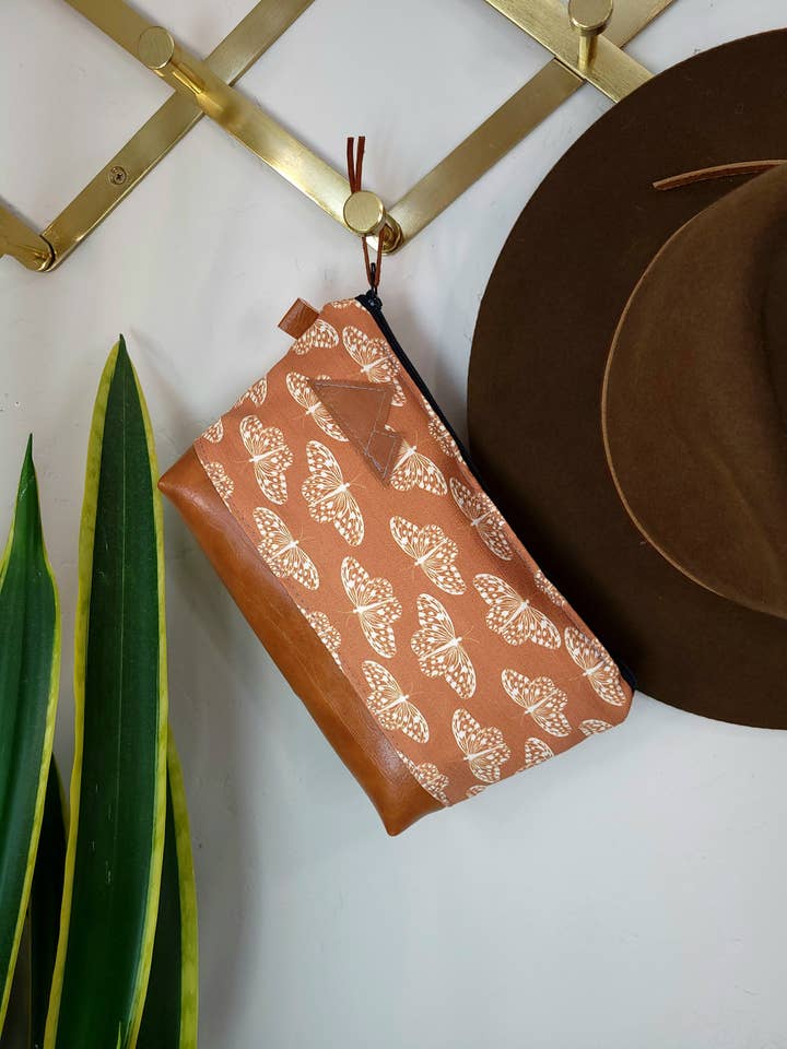 Medium Travel Bag with Monarch Print and Mountain Patch for wholesale by 2nd Story Studio