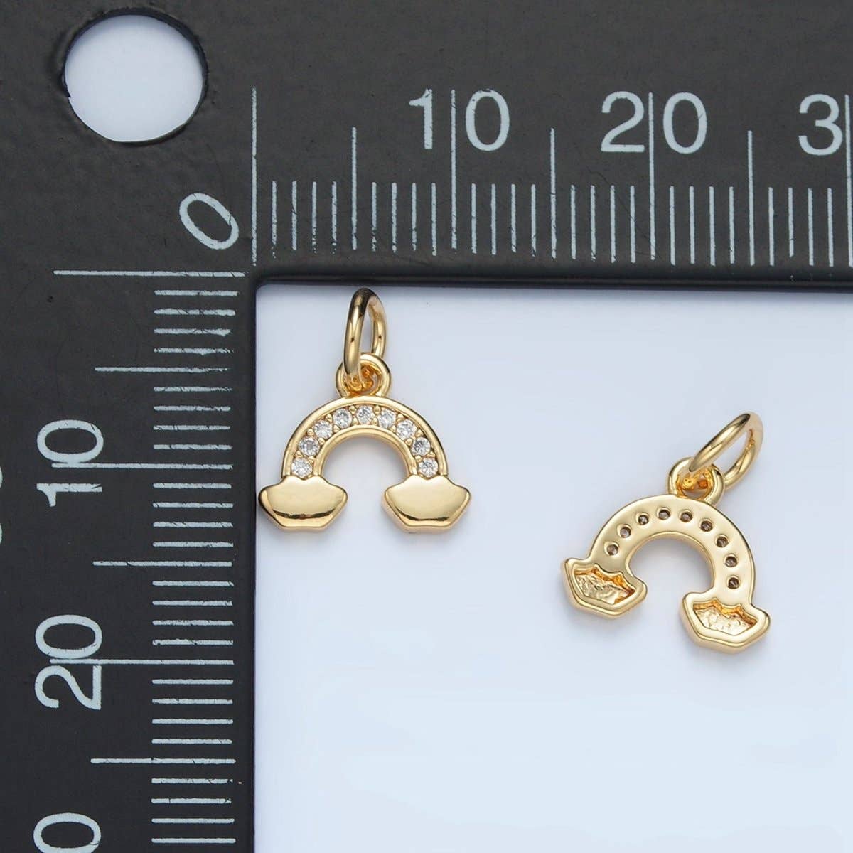 Aim Eternal - Wholesale Individual Charm/Pendant - 24K Gold Filled Micro Paved CZ Cloudy Rainbow Charm | E8501