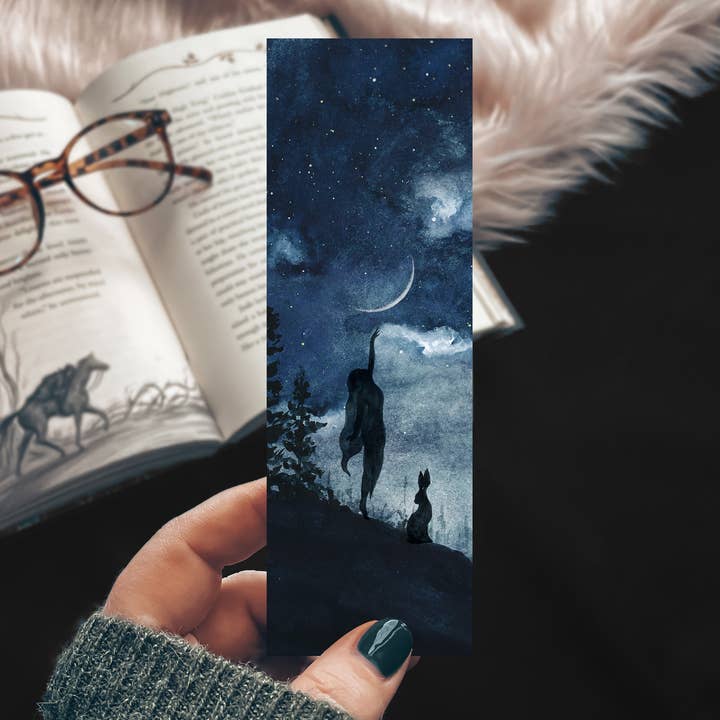 Marque-page aquarelle Moon Touch pour la vente par Mirkwood Scribes