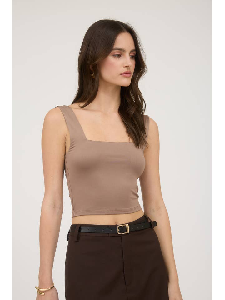 The Workshop Studio - Wholesale Knit Top - Women's - REVERSIBLE CROPPED SQUARE NECK TANK