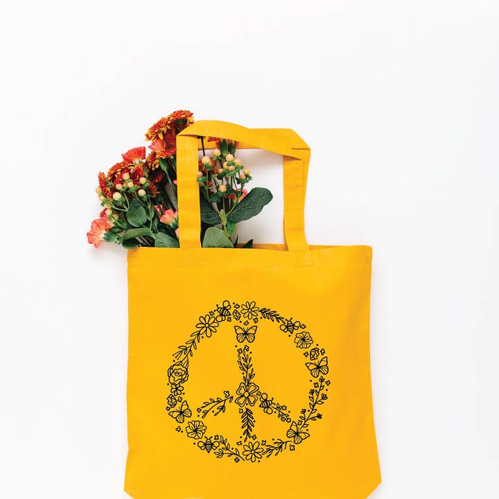 Nature Supply Co - Wholesale Tote Bag - Women's - Pollinator Peace Sign Eco Friendly Canvas Tote Bag | Reusable Bag | Gift