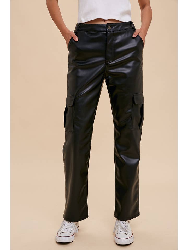 In Loom - Wholesale Pants - Women's - CARGO VEGAN LEATHER PANTS
