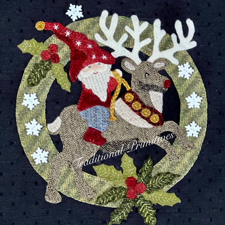 Traditional Primitives - Wholesale Craft Sewing Kit - Dashing Through the Snow Wool Applique Pattern2