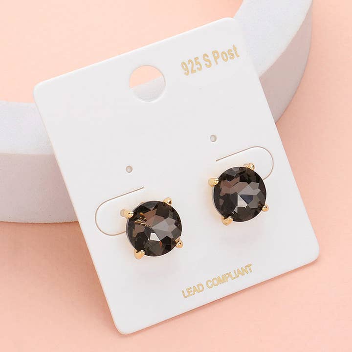 Sensibling Corp. - Wholesale Stud/Post Earrings - Round Stone Cushion Stud Earrings
