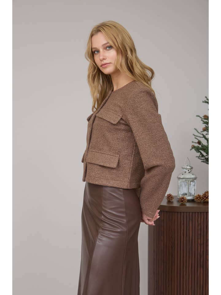 The Workshop Studio - Vente Veste – femme - VESTE EN TWEED UNIE À BOUTONS10