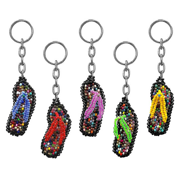 Beaded Flip Flop Sandal Seed Bead Figurine Keychain for wholesale by Pichincha
