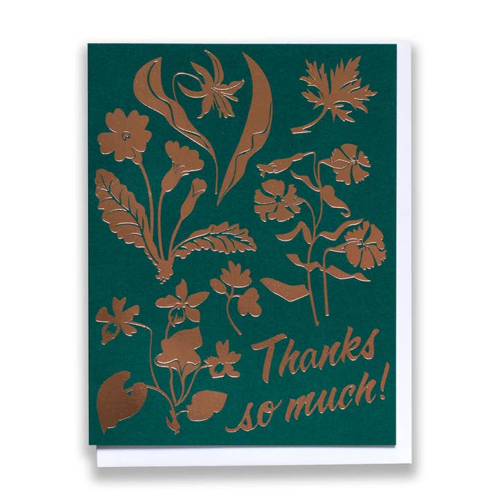 Banquet Workshop - Wholesale Thank You Card - Thanks Wildflowers Rose Gold Foil Card
