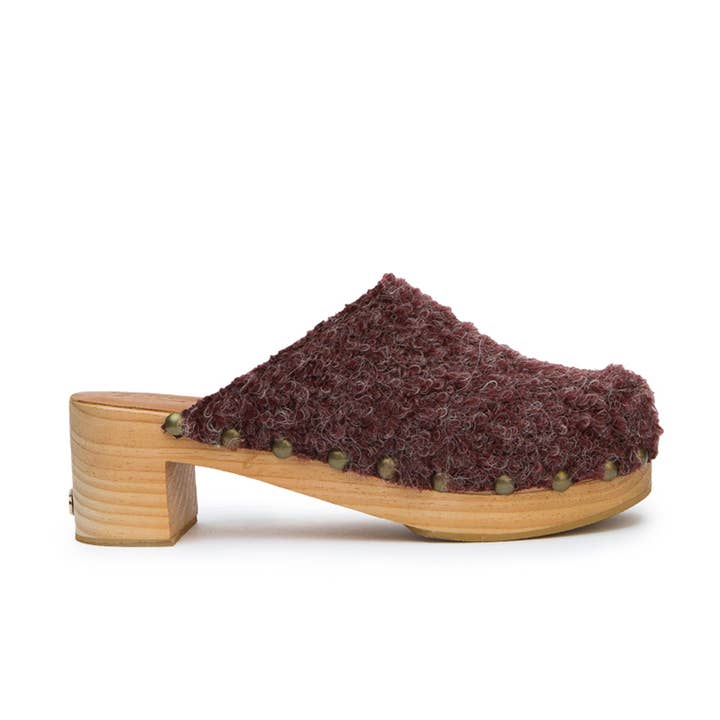 FW- WHITNEY, burgundy fabric clog for wholesale on Faire