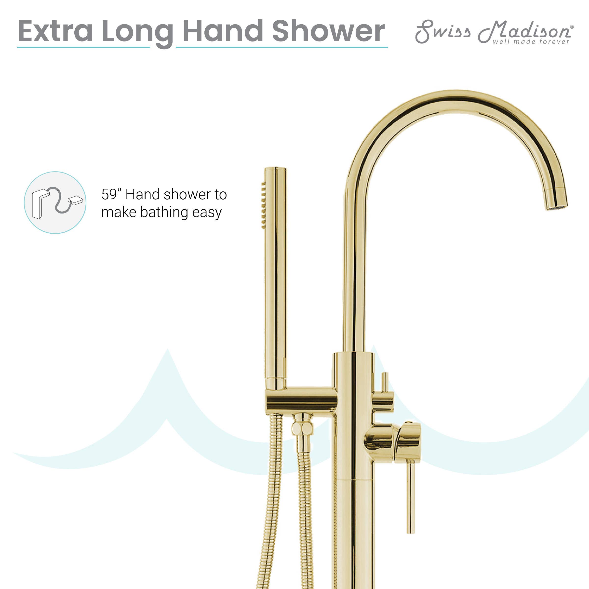 Swiss Madison - Wholesale Bathroom Accessory Set - Ivy Freestanding Bathtub Faucet in Brushed Gold6