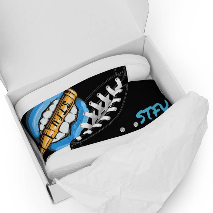Chaussures hautes en toile STFU Ice Blue Logo pour hommes pour la vente par STFU