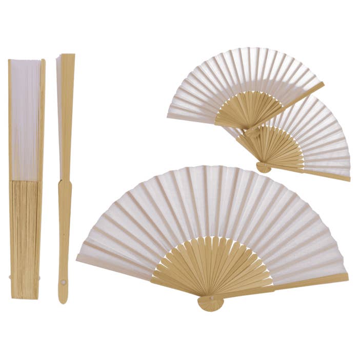 Fan, Shine White, 21 cm, bamboo, for wholesale by Out of the blue KG