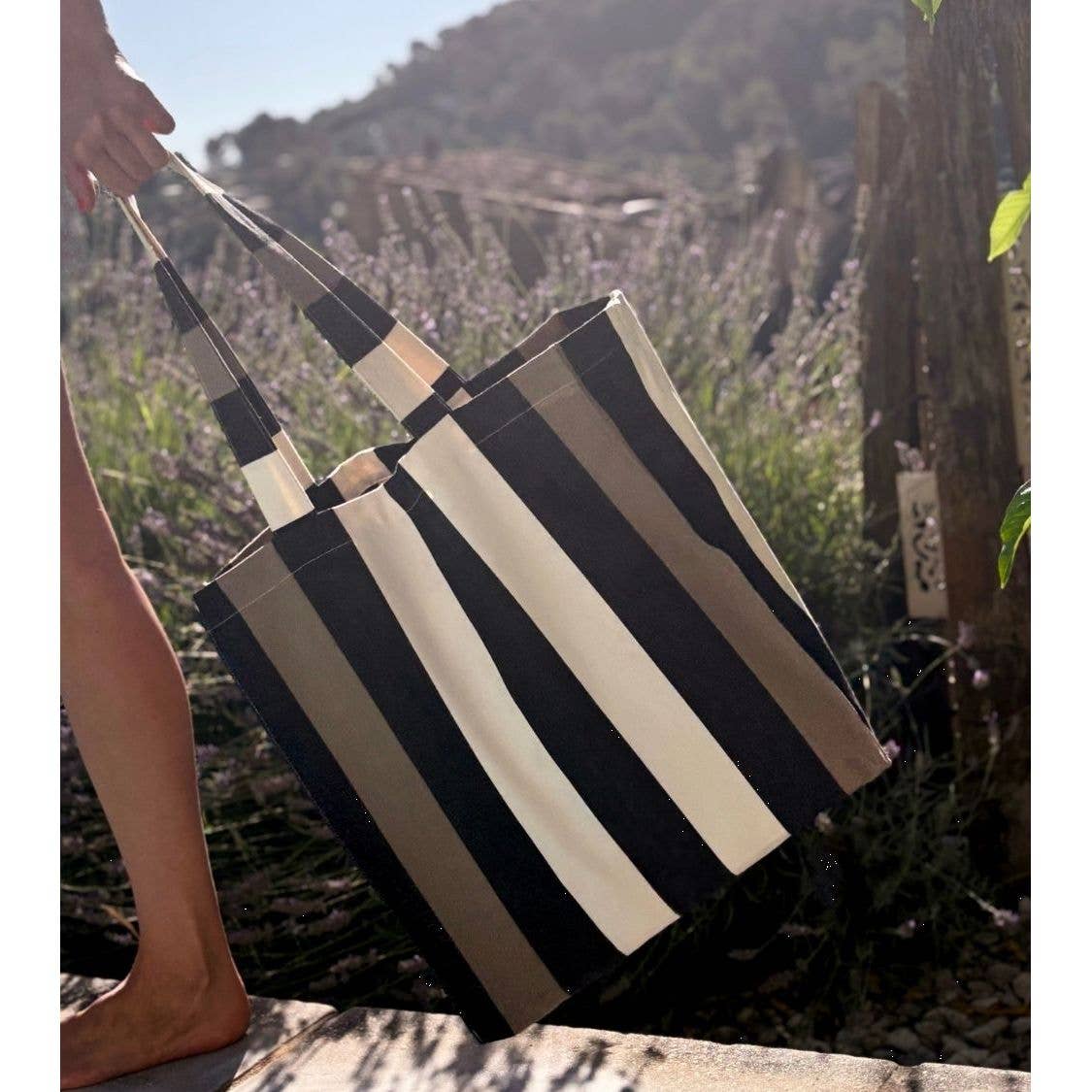 Les Toiles du Soleil – wholesale Beach bag – Bossa Beach Bag Boulevard Raspail Taupe H1