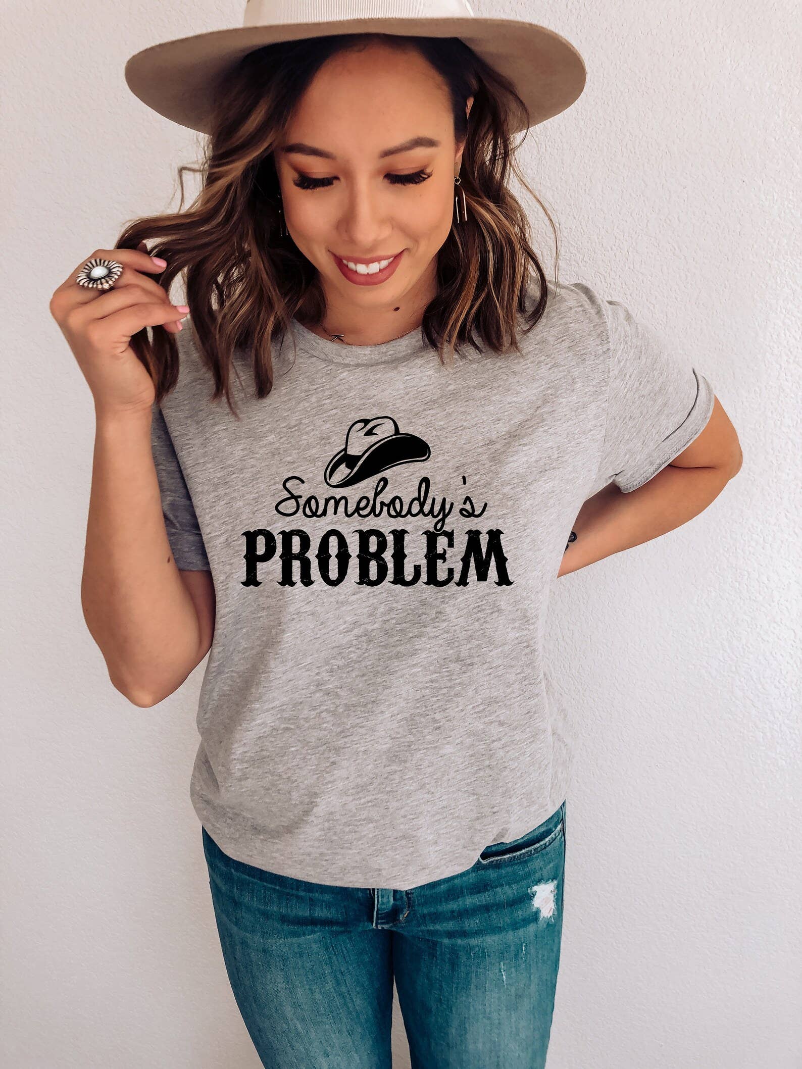 VibeClothing - Wholesale Screen Printed T-Shirt - Women's - Somebody's Problem T-Shirt0