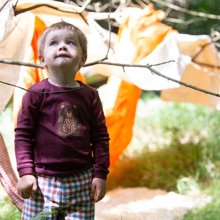 Brown Teddy Bear Applique Long Sleeve T-Shirt for wholesale on Faire6