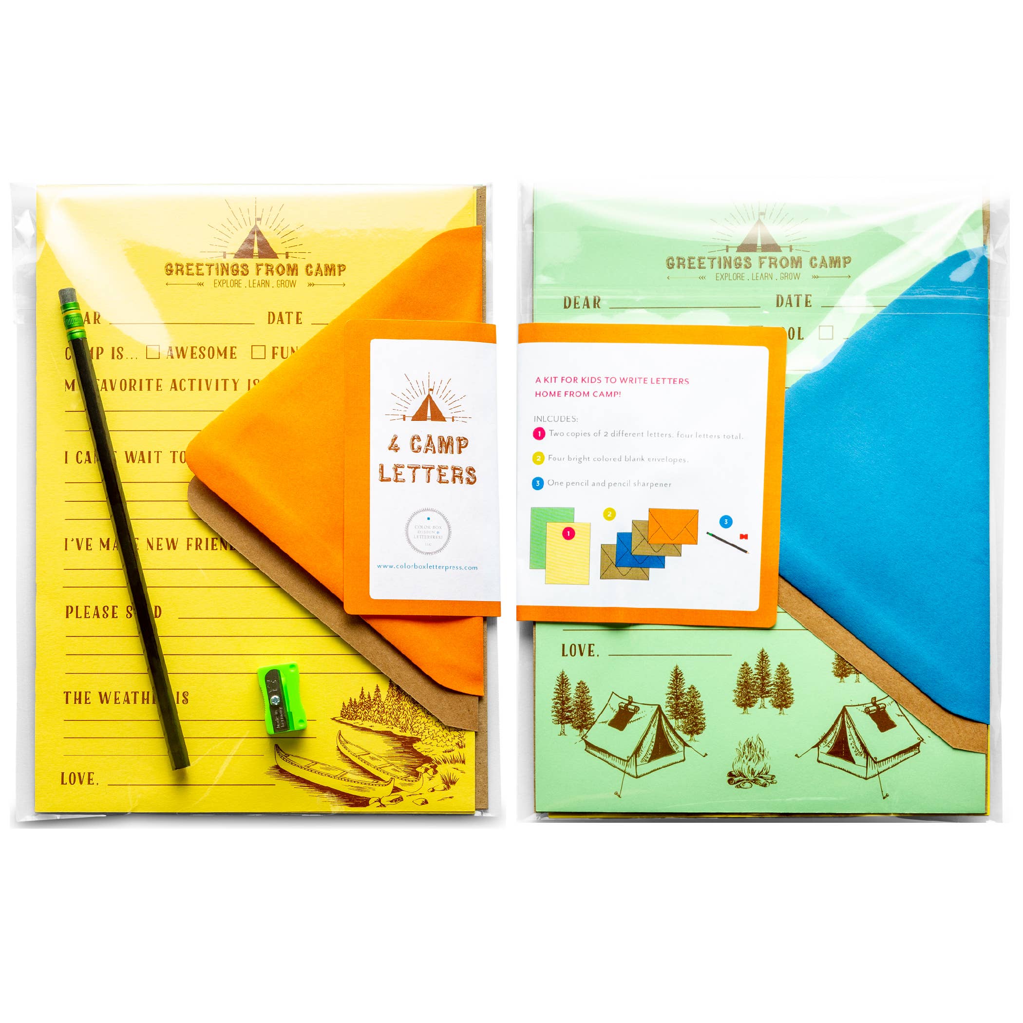 Color Box Design & Letterpress - Vente Assortiments de papeterie/cartes - Lettre de camp | Kit3