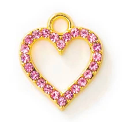 Diamanté Heart Charm Gold & Pink for wholesale by Coco Luna Collection