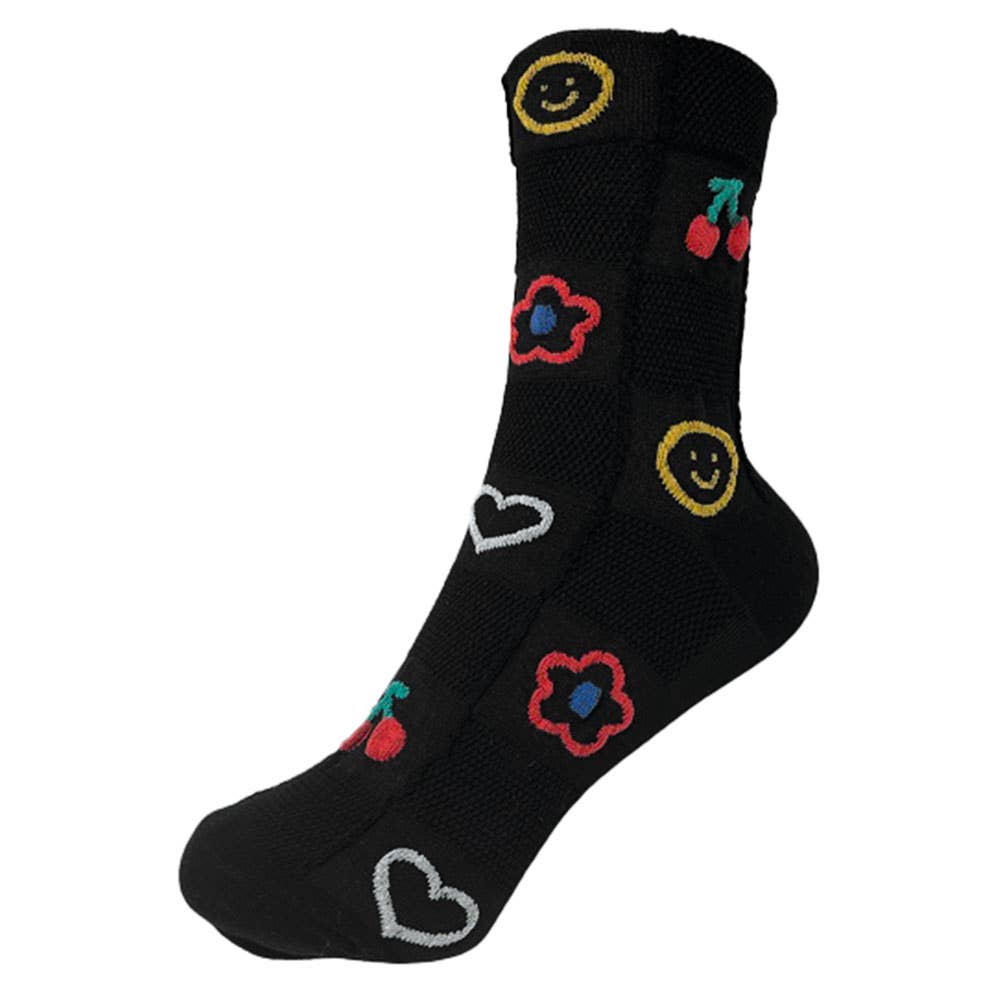 Sensibling Corp. - Wholesale Socks - Women's - 10Pairs - Cherry Flower Heart Smile Face Patterned Socks3