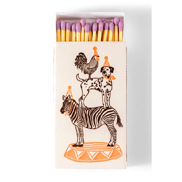 Party Animals | Fun & Fancy Safety Matches for wholesale by Color Box Design & Letterpress