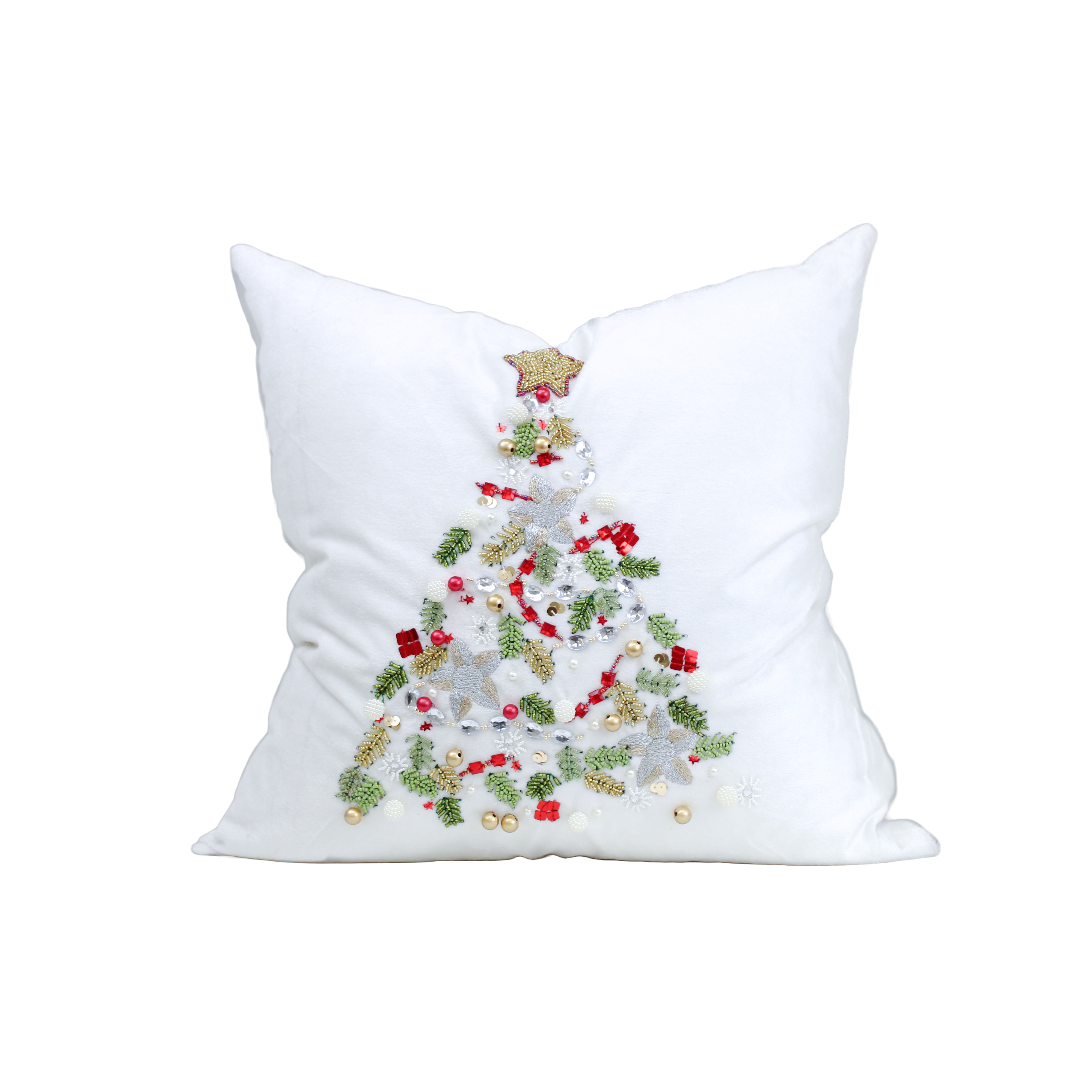 House Of Harkaari – wholesale Dekorativ kudde – Sammet pärlstav nyckfull julgran kudde0
